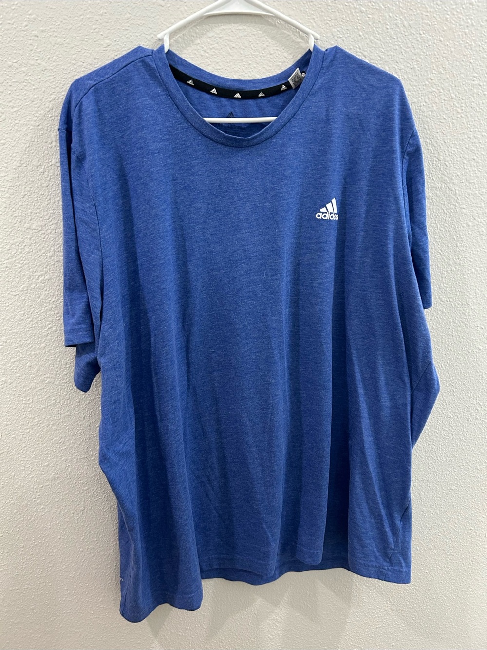 adidas Royal Blue Short-Sleeve Crew Tee with Small White Logo